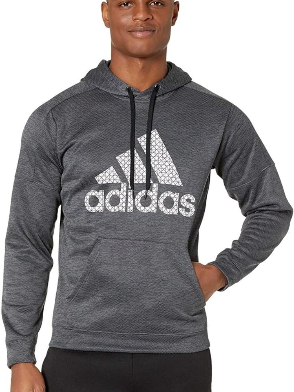 adidas Men's Fleece Pullover Hoodie Big Logo Hooded Sweatshirt Size Small .